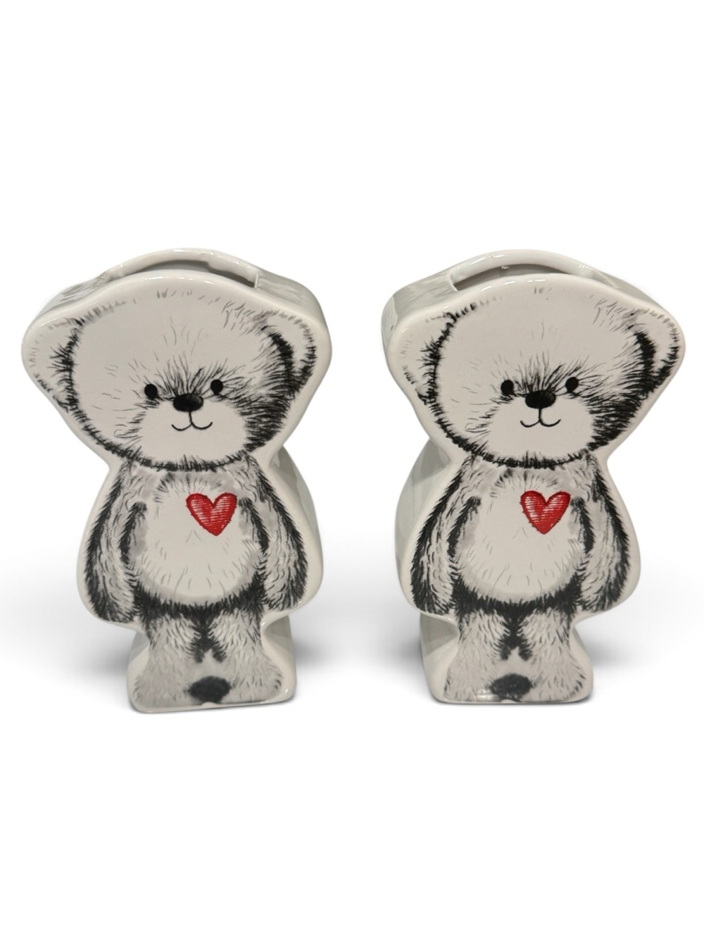 Vintage Novelty Teddy Bear Ceramic Vase Set From the 1980’s